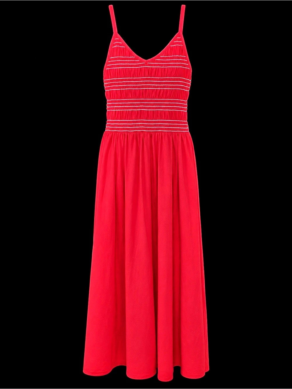 ALYA Red Smocked Spaghetti Strap Maxi Sundress Women’s M
